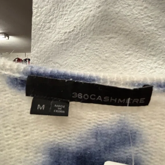 360 Cashmere Navy Tie-Dye V-Neck Sweater - Picture 2 of 3